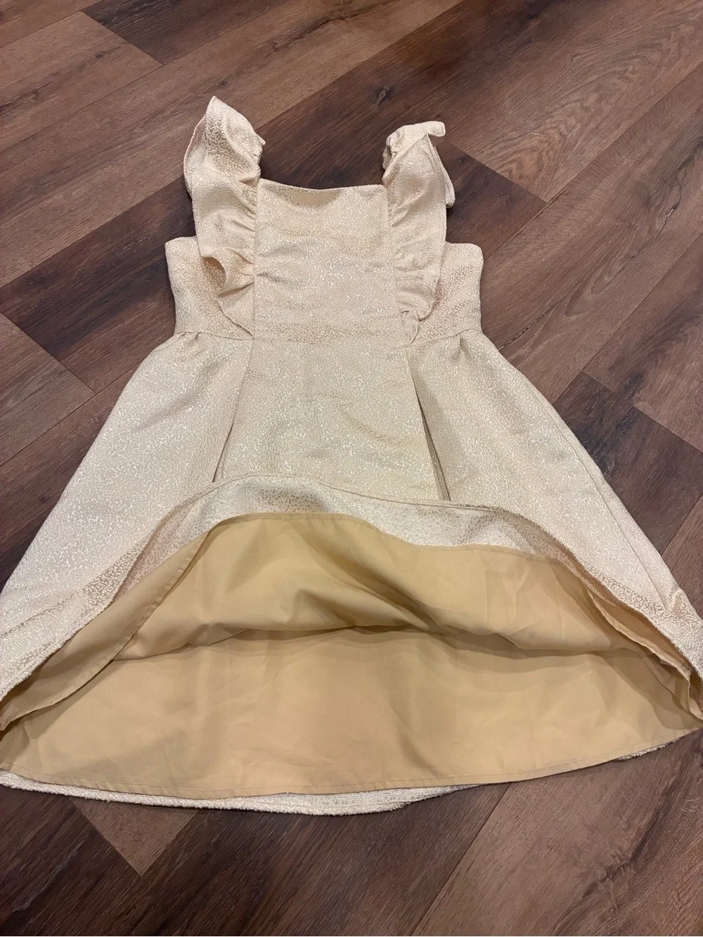 NWT Janie & Jack Gold Formal Dress Shimmer Sparkle Lined Summer Outfit 12 Girl